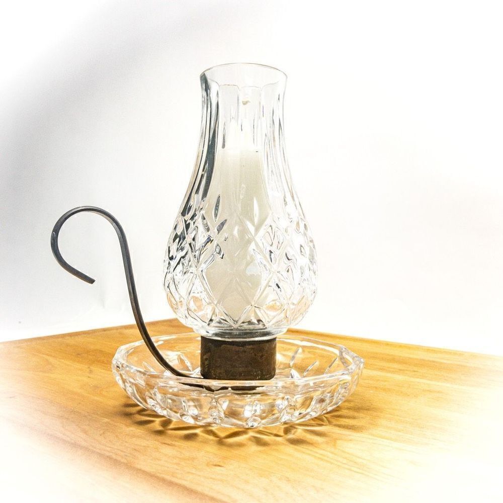 Vintage European Collection Lead Crystal Hurricane Globe Chamber Candlestick